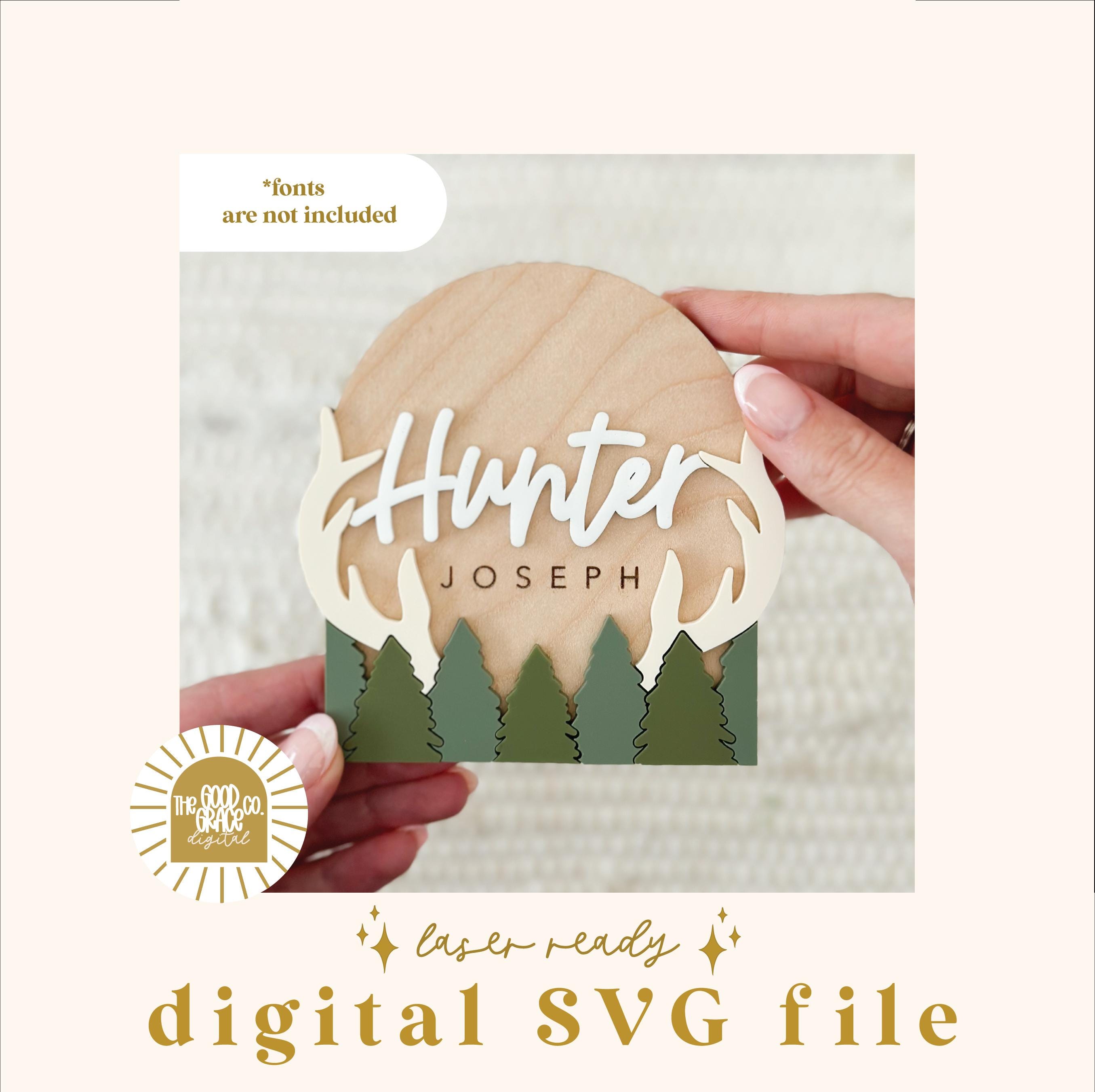 SVG Deer Mini Name Announcement Sign Digital File | Name Sign File | Baby Name Announcement SVG | Name Sign SVG | Name Announcement File