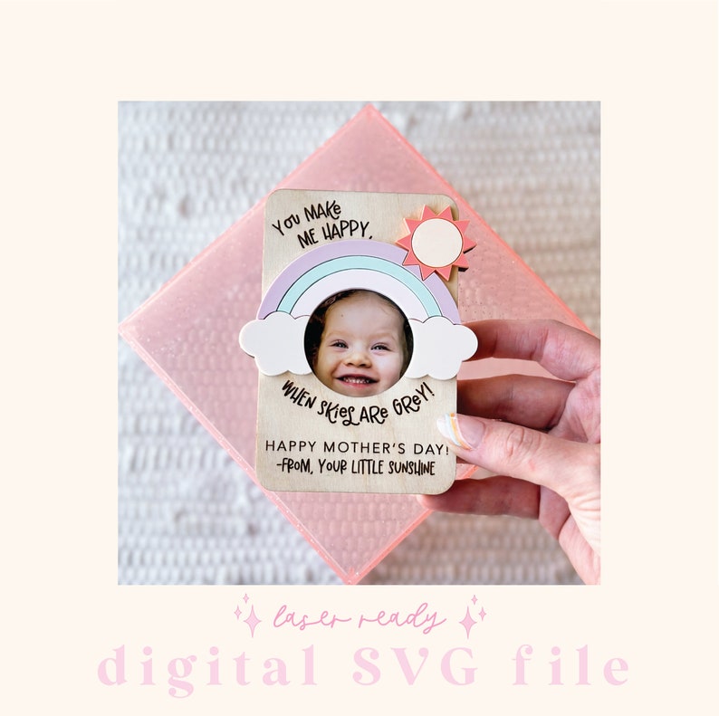 SVG Mother's Day Fridge Magnet Photo Frame Mother's Day Digital File Gift for Mom Laser Ready File RainbowFile Fridge Photo Magnet image 4