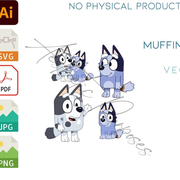 Muffin and Socks Heeler Bluey SVG Vector Bluey Vector // Digital Download // S.V.G. PDF AI .jpg .png