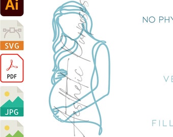 Maternidad Embarazo Línea Arte Clipart Vector // Descarga Digital // SVG PDF AI .jpg .png