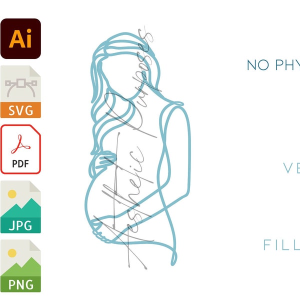 Maternity Pregnancy Line Art Clipart Vector // Digital Download // SVG PDF AI .jpg .png