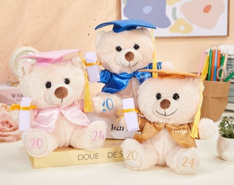 Gepersonaliseerde afstuderen teddybeer 2024 kleuterschool Grad teddybeer Pre-k Grad Bear aangepaste Preschool afstuderen Bear afstuderen aandenken