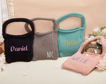 Personalized Knitted Shoulder Bag Crochet Beach Bag Knitted Crochet Handbag Bucket Bag Fashion Casual Bag Cute Tote Bag Gifts For Children
