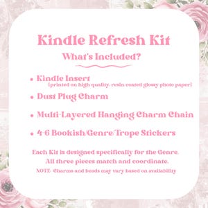 Complete blind date with a kindle book box displayed with kindle insert for clear case, charm keychain, dust plug charm, kindle stickers, themed bookmark, cocoa, tea, sweet treat, socks, and drink coaster. Designed as a cozy kindle accessories gift set for readers who decorate their kindle paperwhite, kindle case cover, kindle sleeve, or ereader case with aesthetic kindle decorations.