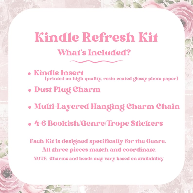 Complete blind date with a kindle book box displayed with kindle insert for clear case, charm keychain, dust plug charm, kindle stickers, themed bookmark, cocoa, tea, sweet treat, socks, and drink coaster. Designed as a cozy kindle accessories gift set for readers who decorate their kindle paperwhite, kindle case cover, kindle sleeve, or ereader case with aesthetic kindle decorations.