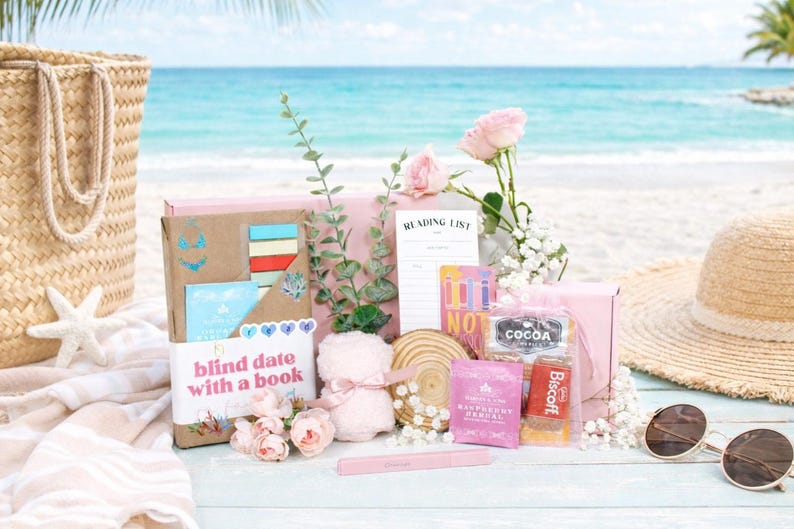 Blind date with a book box styled as a luxury book gift box and book mystery box for women, featuring wrapped mystery book, book bundle details, blind book box aesthetic, bookish bundles, and book accessories for book lover gifts, perfect gift box for women and date night with a book experience.