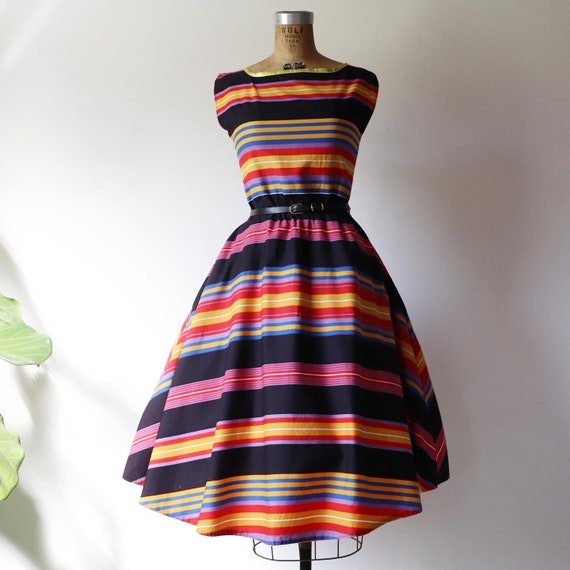 1970’s handmade multicolor striped vintage dress - image 7