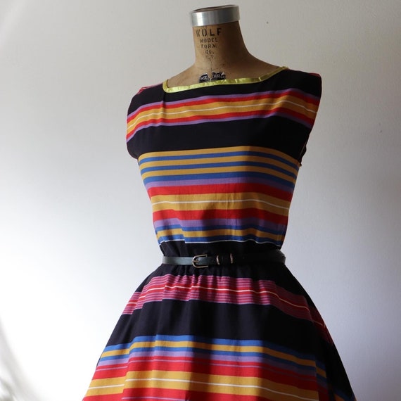 1970’s handmade multicolor striped vintage dress - image 2