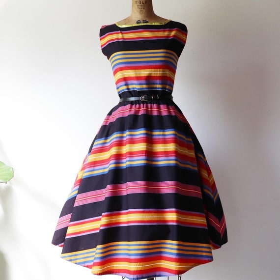 1970’s handmade multicolor striped vintage dress - image 6