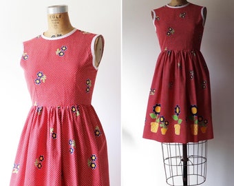 1960s Vintage floral polkadot dress