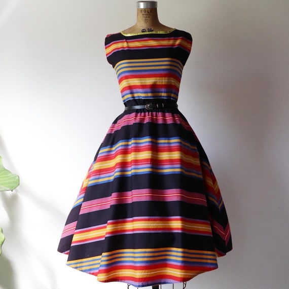 1970’s handmade multicolor striped vintage dress - image 8