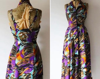 Vintage 90’s Rayon multicolor Maxi Dress