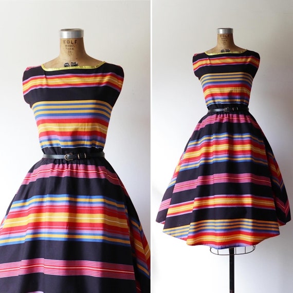 1970’s handmade multicolor striped vintage dress - image 1