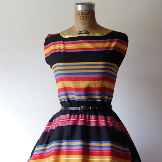 1970’s handmade multicolor striped vintage dress - image 3