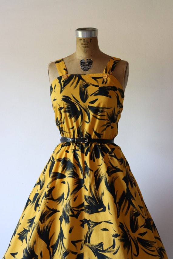 Vintage Mustard cotton day dress - image 3