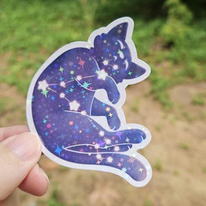 Pisces Cat Zodiac Sticker: Sparkle Glossy Waterproof Vinyl Die Cut Sticker