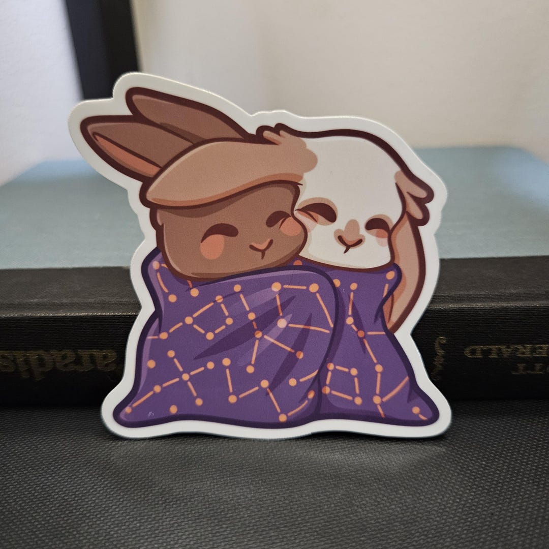 Snuggle Bunny Sticker, Cute Couple or Friendship Rabbits, Waterproof ...