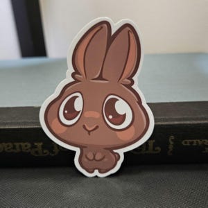 Adesivo coniglietto STARE / Adesivo coniglio meme carino e divertente / Adesivo fustellato in vinile lucido per bottiglia d'acqua, laptop, telefono o diario