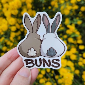 Sticker lapin petits pains | Sticker amitié meme couple mignon drôle | Autocollant découpé en vinyle mat pour bouteille d'eau, téléphone portable ou journal