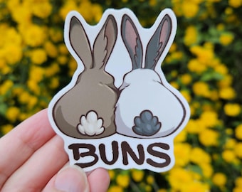 Buns bunny sticker, Funny couple meme friendship waterproof sticker, Matte Vinyl Die Cut Sticker for water bottle laptop phone or journal