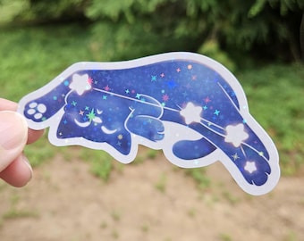 Aries Cat Zodiac Sticker: Sparkle Glossy Waterproof Vinyl Die Cut Sticker