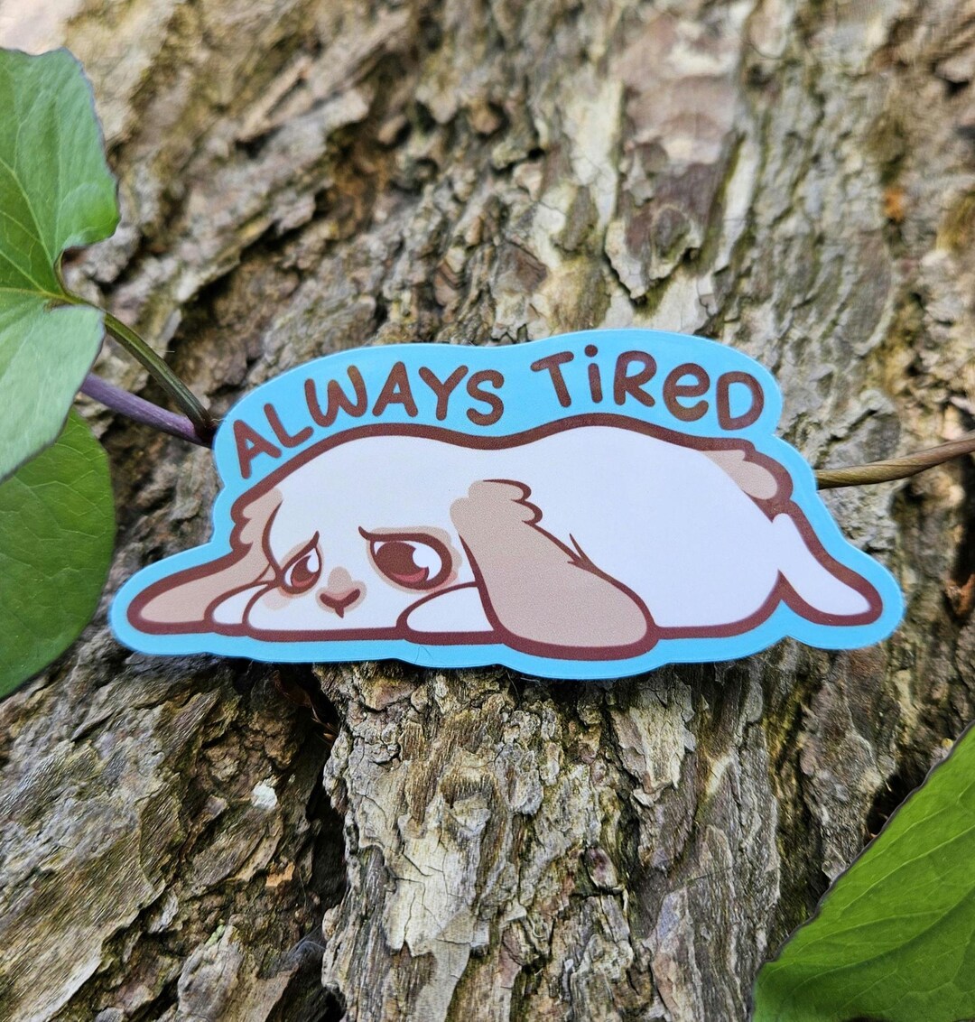 Depressed Rabbit Meme Always Tired Bunny Sticker: Sad Meme Rabbit, Waterproof Vinyl Die Cut ...