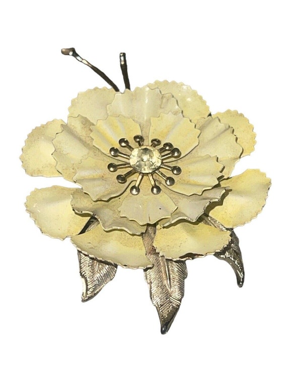 Vintage ScriptCORO brooch pin costume jewelry sil… - image 1