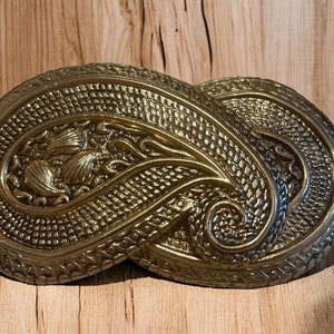 Gold Tone Paisley Design Statement 2 Piece Belt Buckle by The Leather Shop Belts