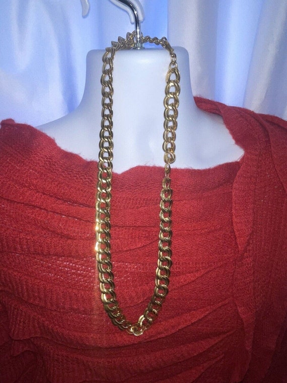 Vintage Monet Gold Toned Flat, Oval Link, Chain N… - image 3