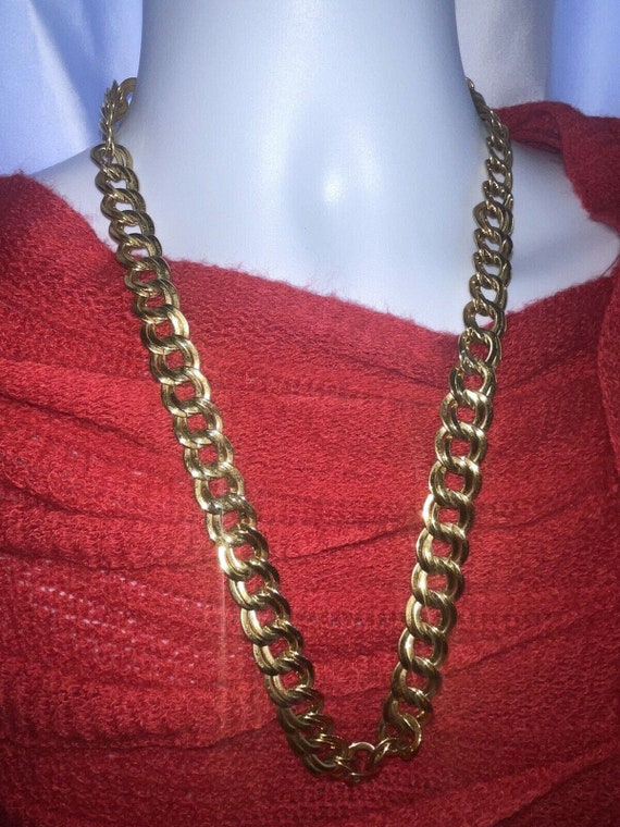 Vintage Monet Gold Toned Flat, Oval Link, Chain N… - image 2