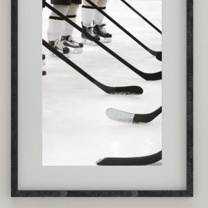 Hockey Sticks & Players Photo: Sports Wall Art for Game Room (Digital Download, 5 Sizes)
