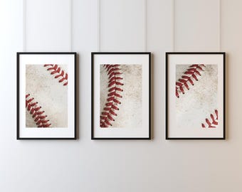 Vintage Baseball Photo Art Set of 3: Sports Decor Prints (Digital Download