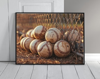 Rustikt fototryck av baseboll: Vintage sportrumsdekor (digital nedladdning)