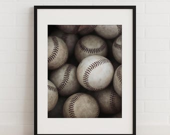 Vintage basebollfotografitryck: Sportdekor (digital nedladdning)