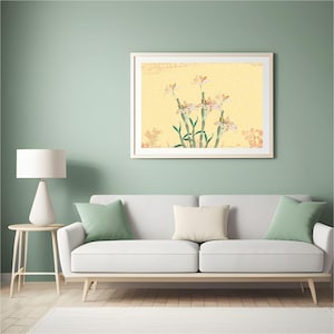 Floral Lily Asian Art Print: Vintage-Inspired Botanical Wall Decor