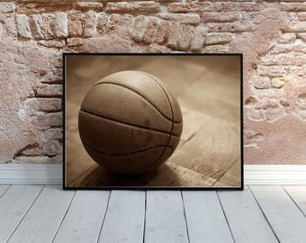 Vintage Basketball Art Print: Sports Poster, Gym & Office Decor (Digital Download)