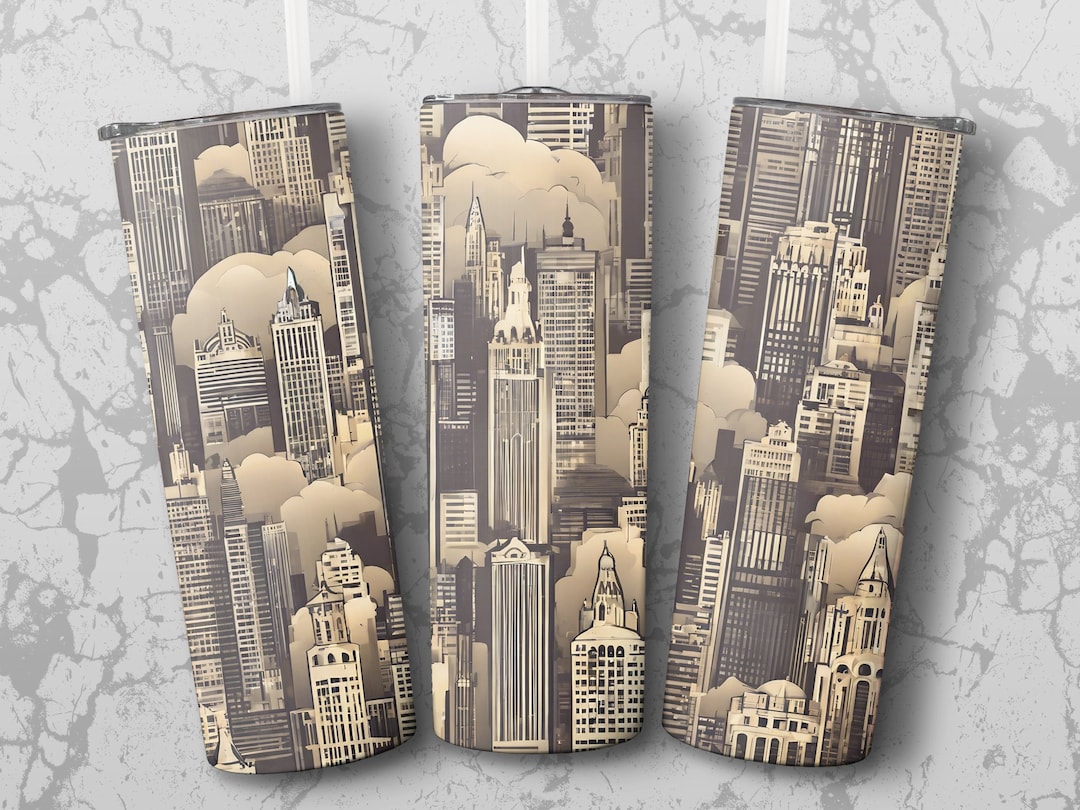 Urban Skyline Tumbler Wrap, Printable Cityscape Design, Digital ...