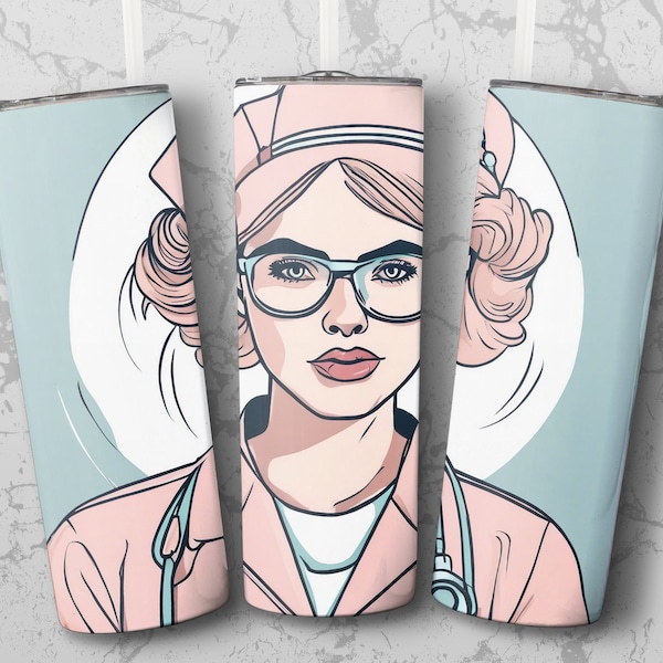 Retro Nurse Tumbler Wrap, Digital Download, Vintage Medical Staff Design, Healthcare Worker Cup Decal, DIY Tumbler Accessory