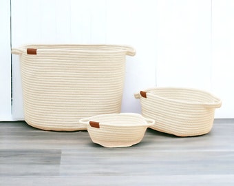 Luxury Cotton String Storage Basket, Small Woven Basket, Toy organizer, Kitchen decor