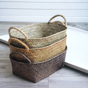 Seagrass hand-woven baskets, Rattan bowl storage, Natural Wicker Bread Holder, Decorative Multi-functional