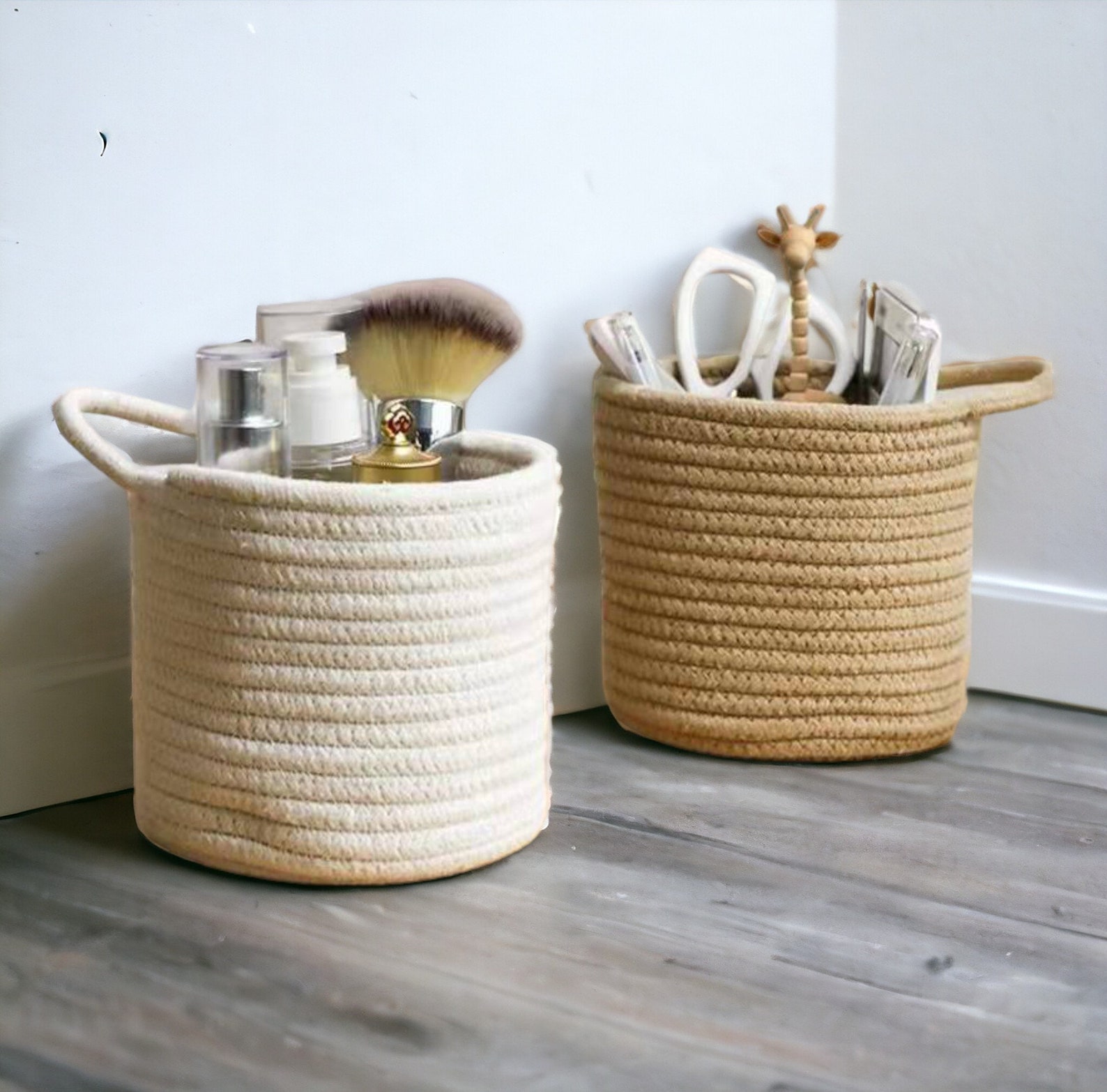 Woven Wall Storage Baskets, Hanging Storage Organizer, Kitchen Bathroom