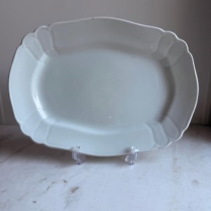 Antique White Ironstone Serving Tray with Scalloped Edges | Johnson Brothers Ironstone | Farmhouse Ironstone | Cottage Decor | Late 1800s