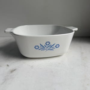 Vintage Blue Cornflower Corning Ware 1.5 QT  Casserole Pyrex Corning P 1 1/2-B 1970&#39;s | Square Shaped Casserole Retro Cookware