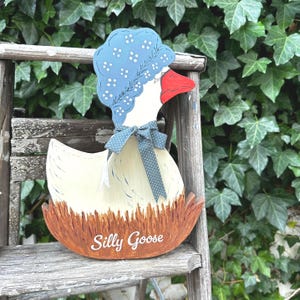 Upcycled Silly Goose. Vintage Wooden handmade Country Goose Kitchen wall hanging Country Kitchen Gift