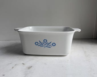 Cacerola de pan vintage Corning Ware: aciano azul, 1.5 cuartos, década de 1970