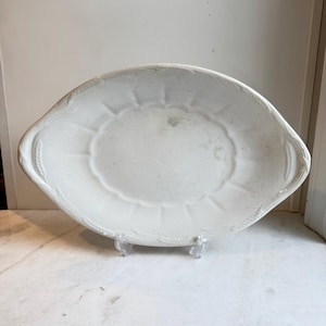 Antique White Ironstone Serving Tray: W. Taylor Wheat Pattern, Late 1800s