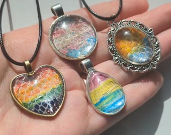 LGBTQ Real Reptile Shed Pendant Necklaces (Contains Nickel)