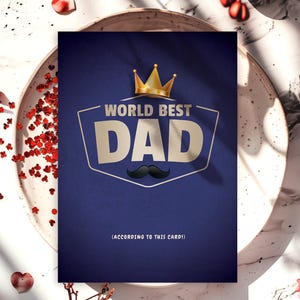 Tarjeta imprimible del Día del Padre / El mejor papá del mundo / Tarjeta plegable de 13x18 cm / Plantilla A4 y carta / Descarga digital instantánea / Impresión en casa