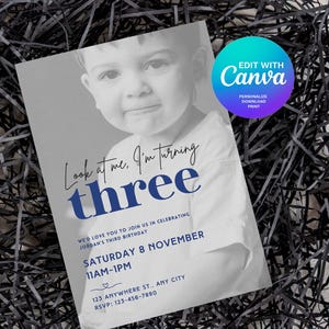 Foto completa 5x7 Diseño Canva / Cualquier edad Niña o Niño / Invitación de cumpleaños personalizable Descarga instantánea 1.º 2.º 3.º 4.º 5.º cualquier edad foto de cumpleaños