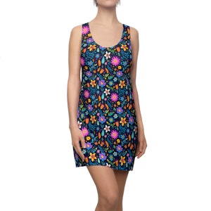 Floral Symphony Cut & Sew Racerback Dress, Artistic Flowers Dress by Amor4Life Model 1